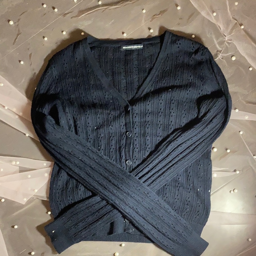 Brandy Melville navy shanon super thin cotton sweater